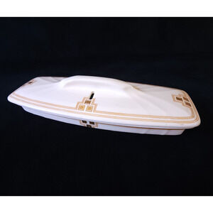 Vintage Antique Old Villeroy and Boch Dresden Rare Rectangle Butter Dish w/ Lid